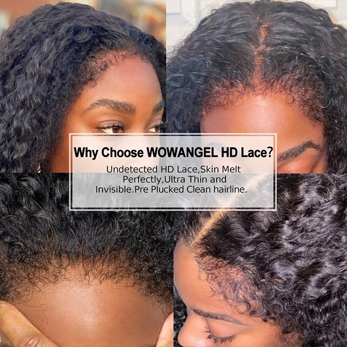 4C Edge Hairline Kinky Curly 13x4 HD Lace Front Wig with Curly Edges Baby Deep Curly Wigs