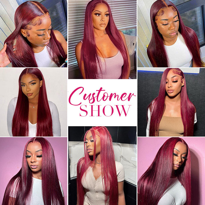 Burgundy Straight Hair Weave Silky Straight Hair 3 Bundles Human Hair Extension