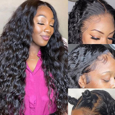 Water Wave 13x4 HD Lace Front Glueless Wigs Undetectable Invisible Lace Wigs With Pre Plucked