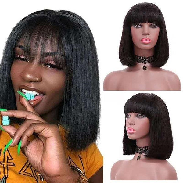 Bob Short Human Hair Wigs With Baby Hair Straight  Human Hair Wigs For Black Women Without Lace Wigs