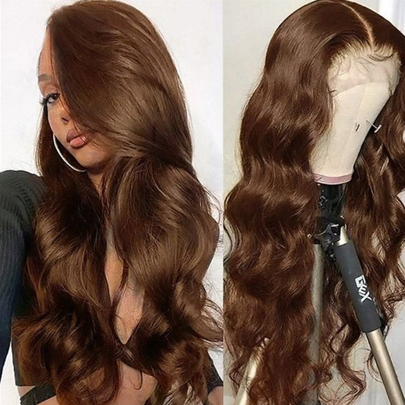 #4 Chestnut Brown Color 13x4 HD Lace Frontal Wig Body Wave Glueless Human Hair Wigs