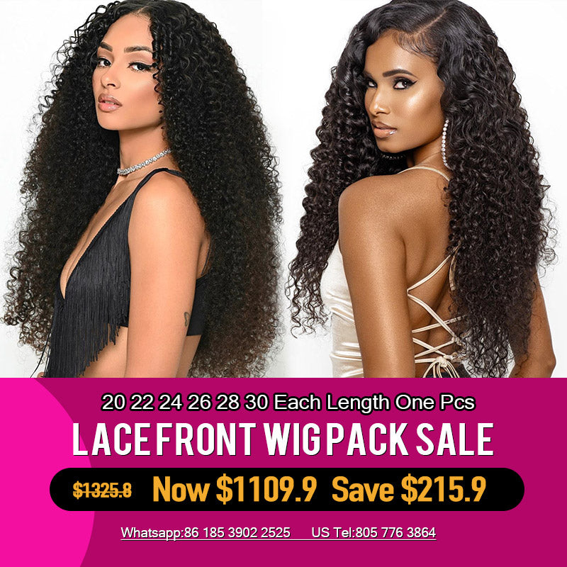 20 22 24 26 28 30 inch Long Straight Body Wave Lace Frontal Wig Pack Deal
