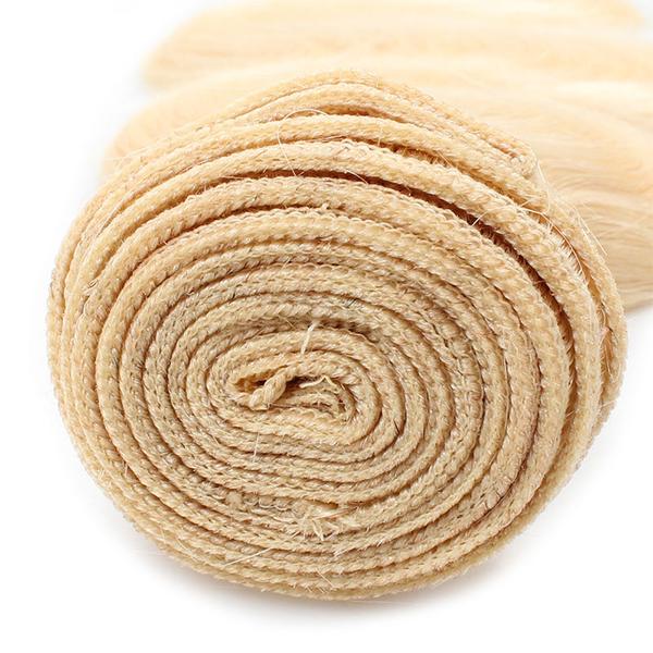 613 Blonde Color Brazilian Straight Hair With 4*4 Lace Closure 100% Unprocessed Human Hair