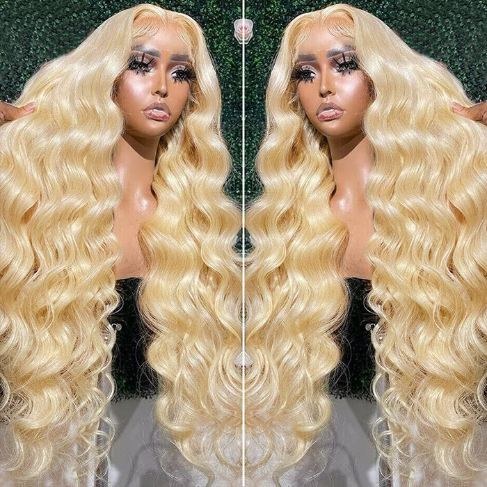 Wear and Go 613 Frontal Wig Long Blonde Body Wave Wig Pre-plucked 13x4 HD Lace Front Glueless Human Hair Wig With Bleached Knots