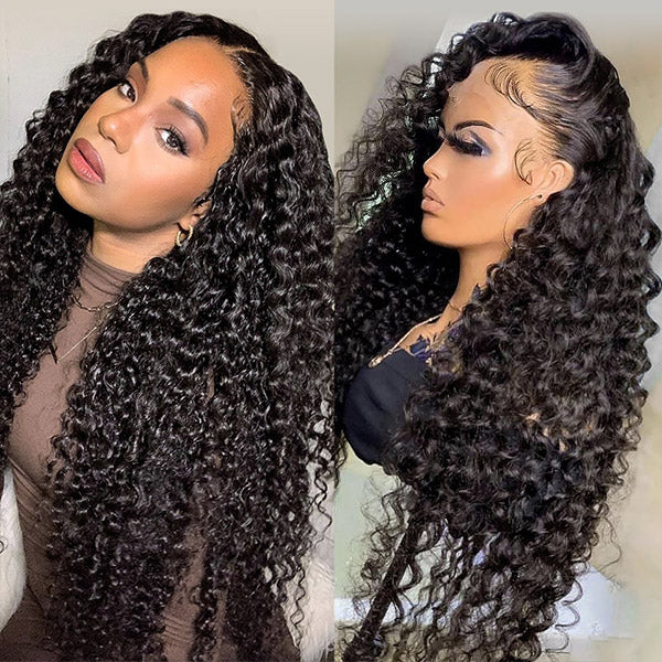 Deep Wave Full Lace Frontal Wig Glueless Human Hair Wig Transparent HD Full Lace Wig For Black Women