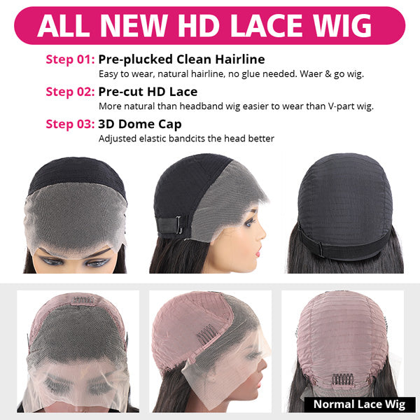 Bone Straight Glueless Lace Front Wigs 13x4 Frontal Wigs With Baby Hair Pre- Cut Human Hair Wigs