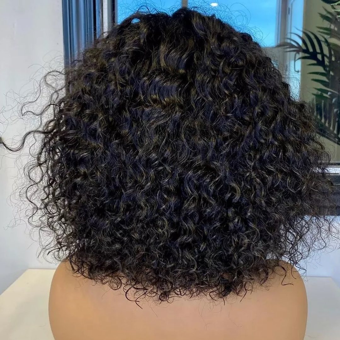 Wear & Go Glueless Wigs Curly Wig With Bangs No Lace No Glue Human Hair Wigs