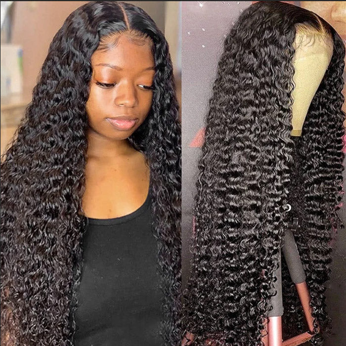 Glueless Lace Wigs 13x4 Kinky Curly Wig With Elastic Band 30 Inch Pre Cut Deep Curly Long Wigs