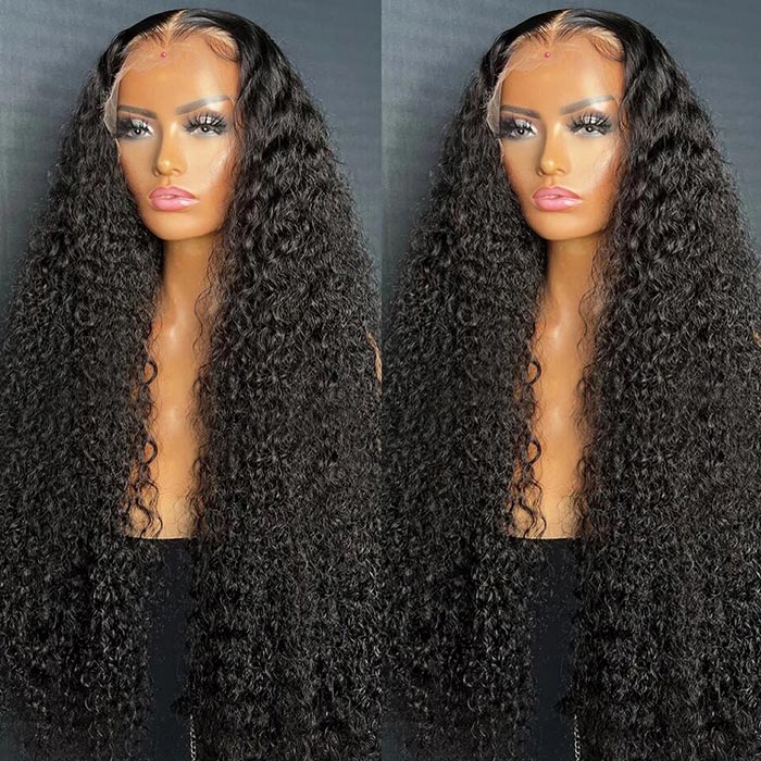 Glueless Lace Wigs 13x4 Kinky Curly Wig With Elastic Band 30 Inch Pre Cut Deep Curly Long Wigs