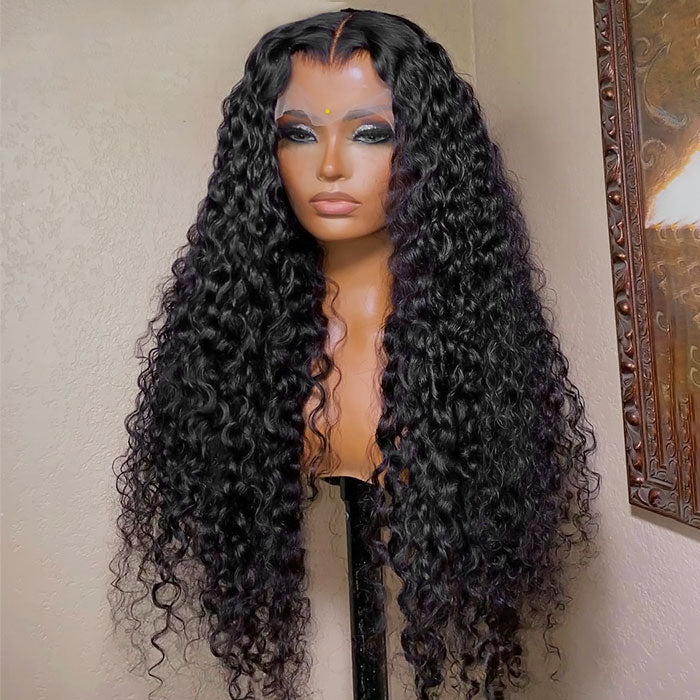 Deep Wave Full Lace Frontal Wig Glueless Human Hair Wig Transparent HD Full Lace Wig For Black Women