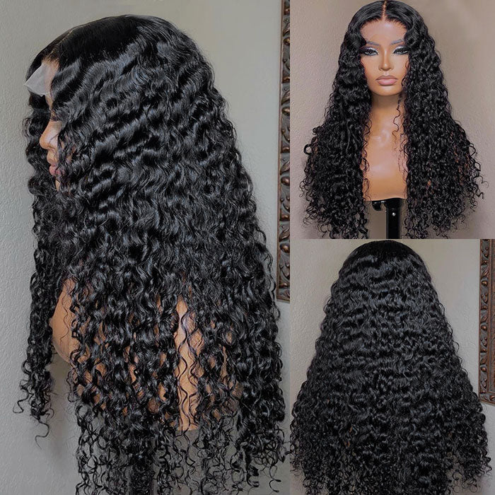 Deep Wave Full Lace Frontal Wig Glueless Human Hair Wig Transparent HD Full Lace Wig For Black Women