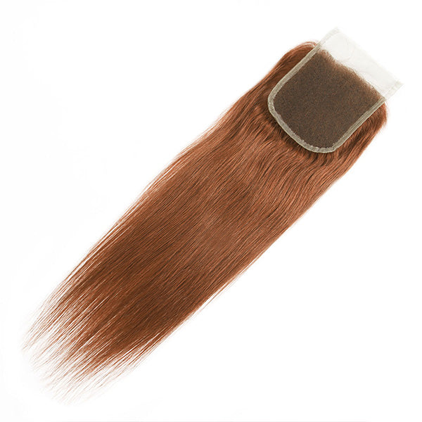 Bone Straight Human Hair With Lace Closure 3 Bundles With Closure 4# Color Hair Extensions