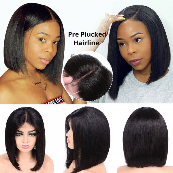 100% Virgin Human Hair Wigs,Straight Hair Short Bob Wig