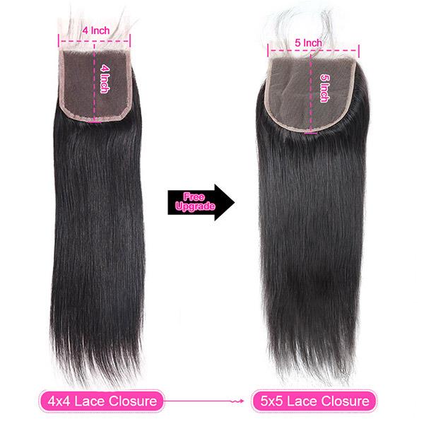 Mink Hair Virgin Brazilian Straight Hair 3 Bundles With 5*5 Lace Closure