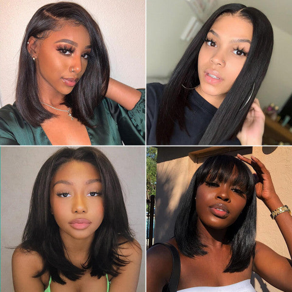 100% Virgin Human Hair Wigs,Straight Hair Short Bob Wig