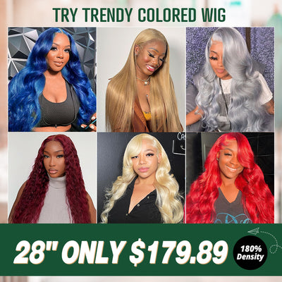 [Trendy Colored Wig Flash Sale] 28" Only $179.89 | 180% Density Pre Cut & Pre Plucked Ready To Wear 13*4 Lace Front Human Hair Wig Deal