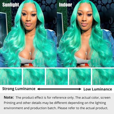 Hairinbeauty New Color Hair Mint Green 13x4 HD Transparent Lace Wigs Pre Plucked Human Hair Wigs