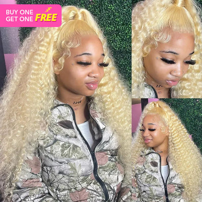 [Bogo Free Deal] 613 Blonde Color Pre plucked 13x4 Lace Front Wig Straight /Body Wave/Deep Wave Glueless Wigs