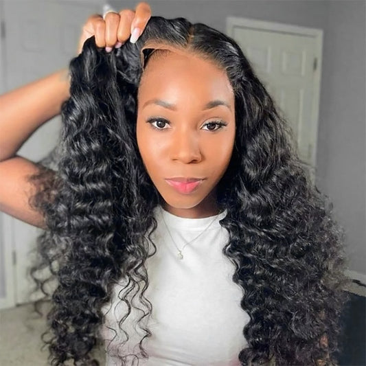 Ready To Wear Loose Deep Lace Closure Wig with Pre Plucked Hairline Pre Cut HD Lace Glueless Wigs Bleached Knots