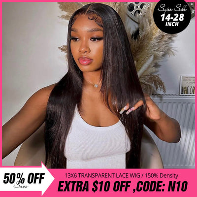 [ Anniversary's Deal ]  14"-28" Save 50% OFF 13x6 Transparent HD Lace Front Human Hair Wig 150% Density