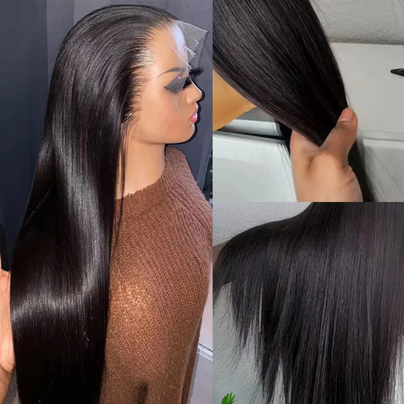 13x4 HD Lace Front Wig Wear and Go Straight Human Hair Wig Bleached Knots Glueless Lace Wig 200% Density