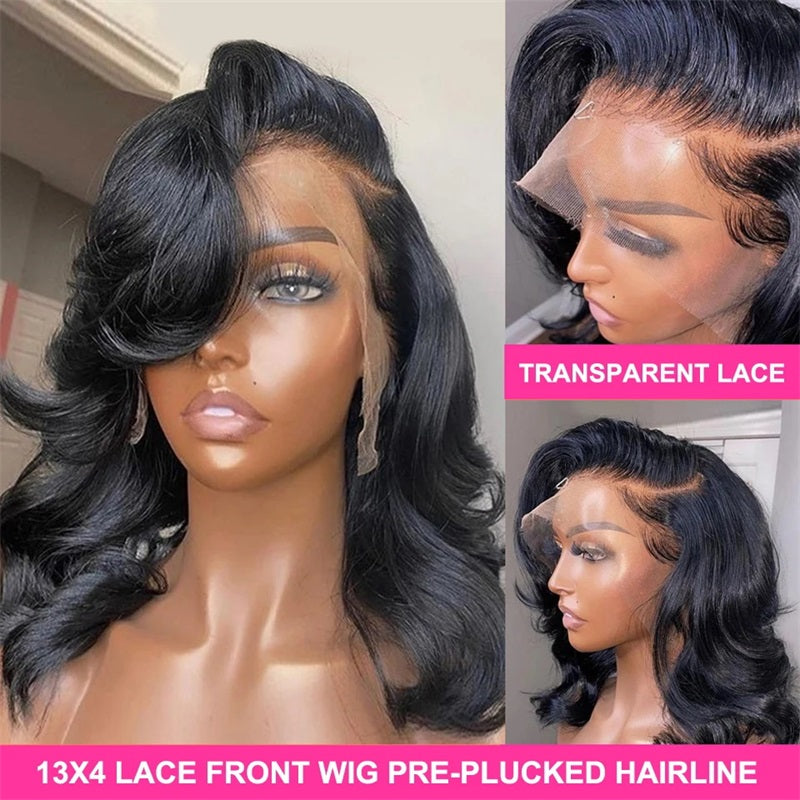 13x4 Short Body Wave Lace Frontal Bob Wig Neck Length Wigs Body Wave Hair