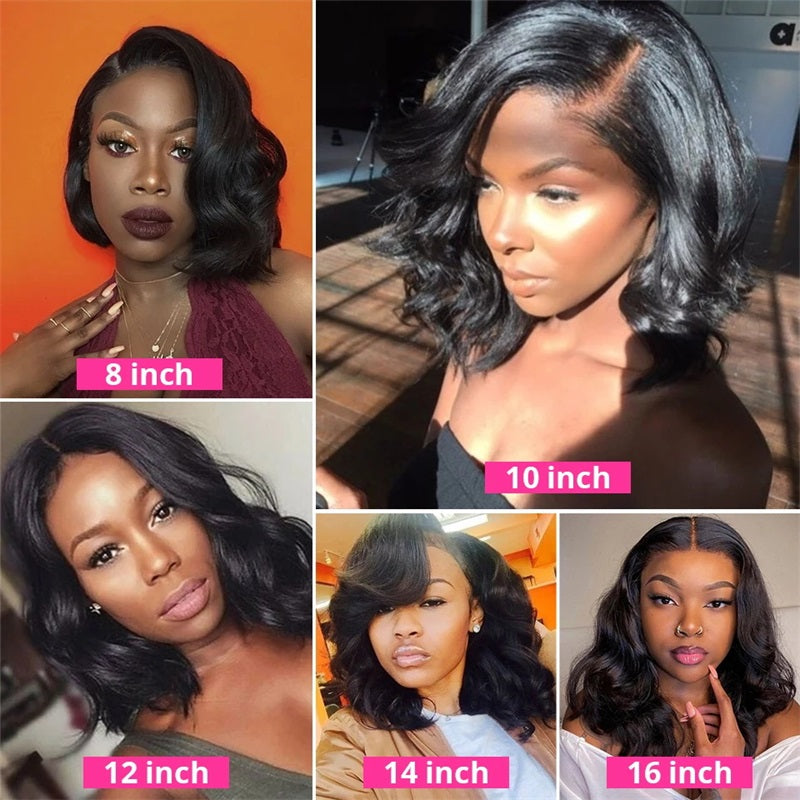 13x4 Short Body Wave Lace Frontal Bob Wig Neck Length Wigs Body Wave Hair