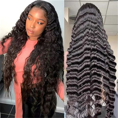 13x4 Transparent HD Lace Front Wig Loose Deep Wave Pre Plucked Human Hair Wig