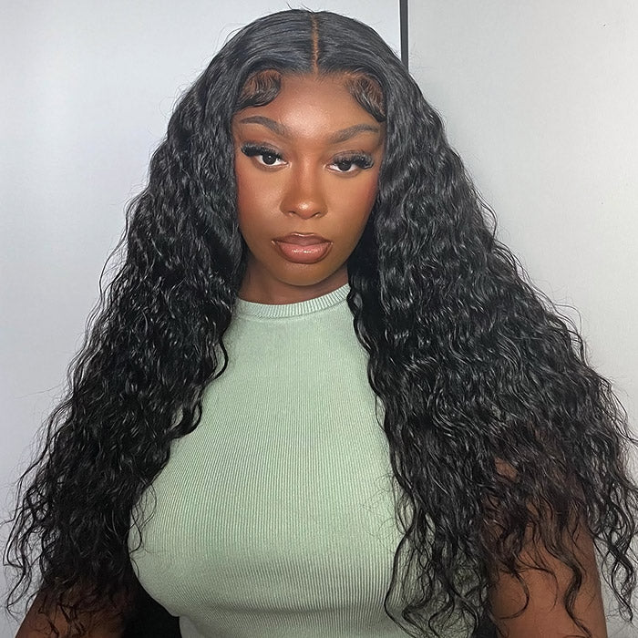 180% Density Water Wave Wear Go Pre Plucked Glueless Wigs Water Wave Glueless Wig with Natural Hairline Bleached Knots