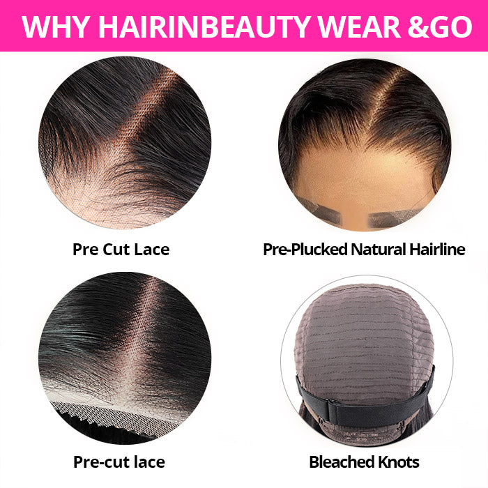 Kinky Straight Wear Go Glueless Wigs Natural Hairline 5x5 Pre Cut HD Lace Closure Wig Beginner Friendly