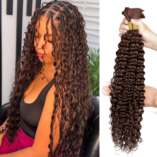 #4 Dark Brown Deep Wave Bulk Hair Extensions for Braiding No Weft Bundles