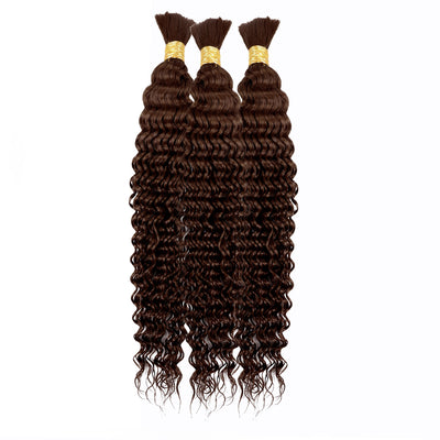 #4 Dark Brown Deep Wave Bulk Hair Extensions for Braiding No Weft Bundles