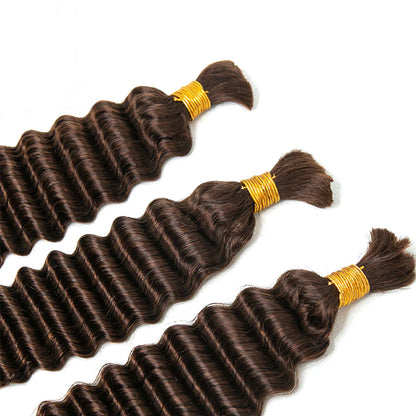 #4 Dark Brown Deep Wave Bulk Hair Extensions for Braiding No Weft Bundles