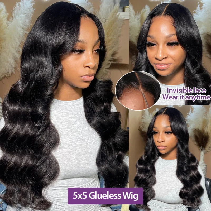 [ 60% OFF Flash Sale] 30''= $159.66 180% Density  | Pre Plucked & Bleached Knots Body Wave Ready To Wear 5x5  Lace Closure Human Hair Wig Deal