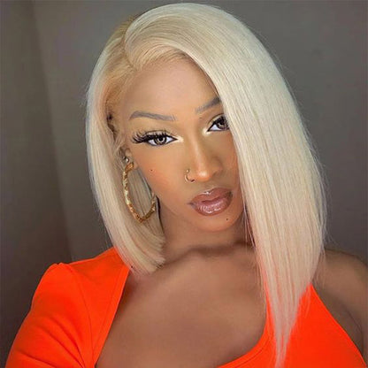 Ready To Wear Glueless Straight Bob Wig 180% Density Blonde 613 Color Pre-plucked 13x4 Straight Lace Front Wigs Bleached Knots