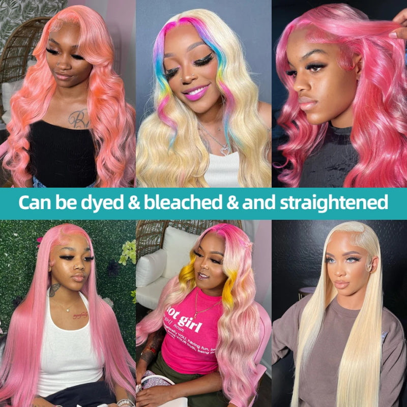 613 Lace Front Wig Blonde Body Wave Wig Pre-plucked Glueless 13x4 HD Lace Front Human Hair Wig with Bleached Knots