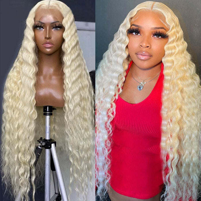 36 inch Long Wig Pre-plucked 613 Blonde Deep Wave Wig 13x4 Lace Front Glueless Wigs HD Lace Frontal Wig Pre Plucked