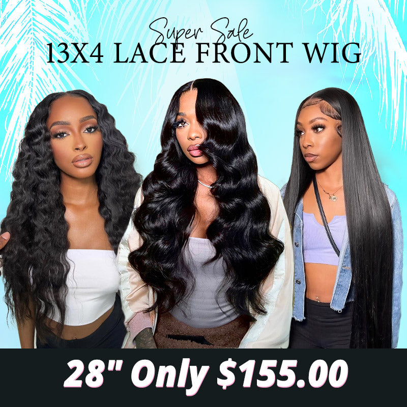 [ 28''= $155 ] 13x4 Transparent Lace Front Pre Plucked Natural Hairline 180% Density Human Hair Glueless Wigs Deal