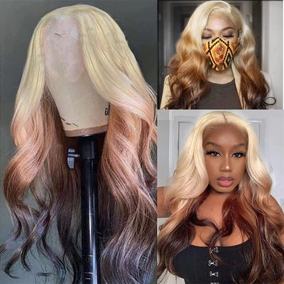 Glueless Body Wave Blonde Wig 13x4 HD Lace Front Wig Ombre Blonde Human Hair Wigs