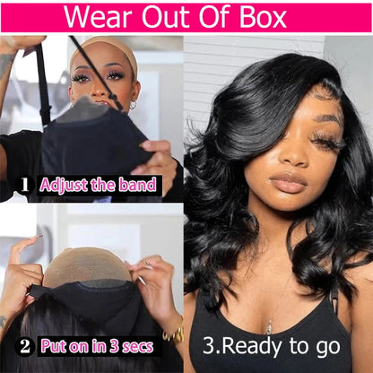  Body Wave Wear Go Glueless Lace Closure Wig Pre-plucked 5x5 HD Lace Wigs With Bleached Knots Pre-cut Short Bob Wigs