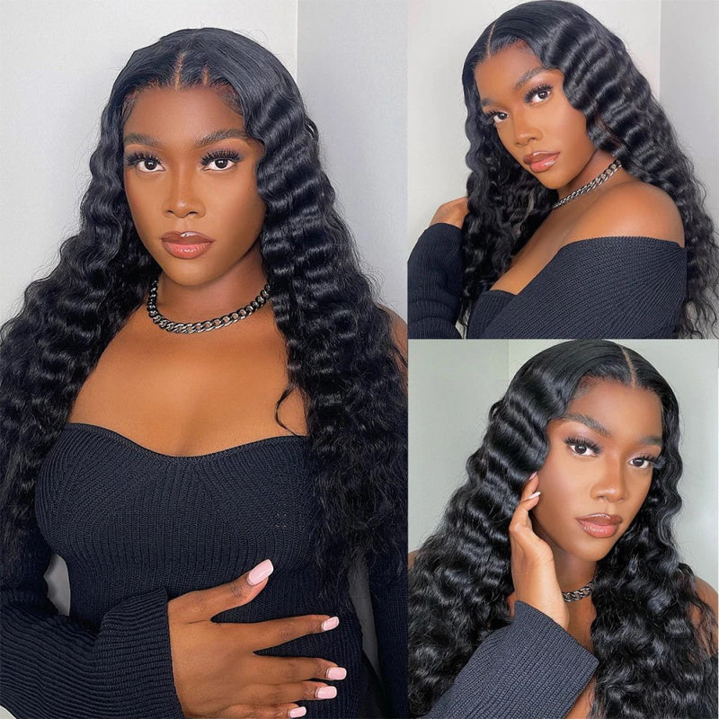 Bogo Free Deal] 5x5 Transparent Lace Closure Wig Loose Deep Wave