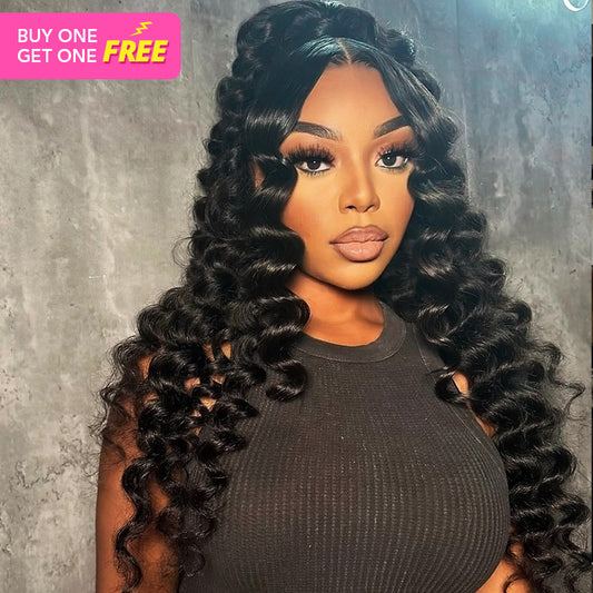 [Bogo Free Deal] 5x5 Transparent Lace Closure Wig Loose Deep Wave Pre Plucked Human Hair Wig