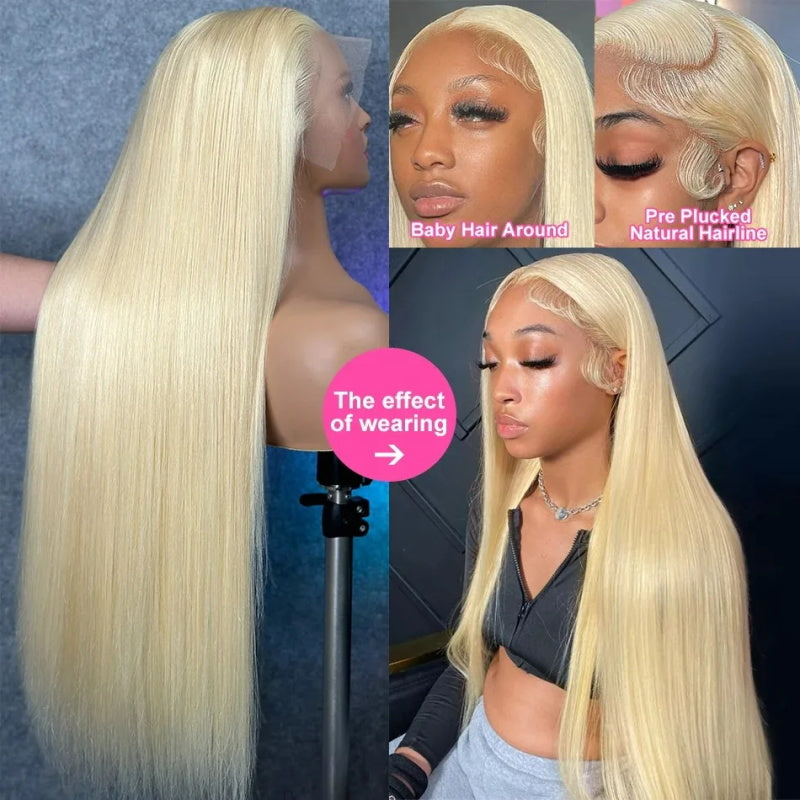 [Bogo Free] 613 Blonde Color Pre plucked 13x4 Lace Front Wig Straight /Body Wave/Deep Wave Glueless Wigs