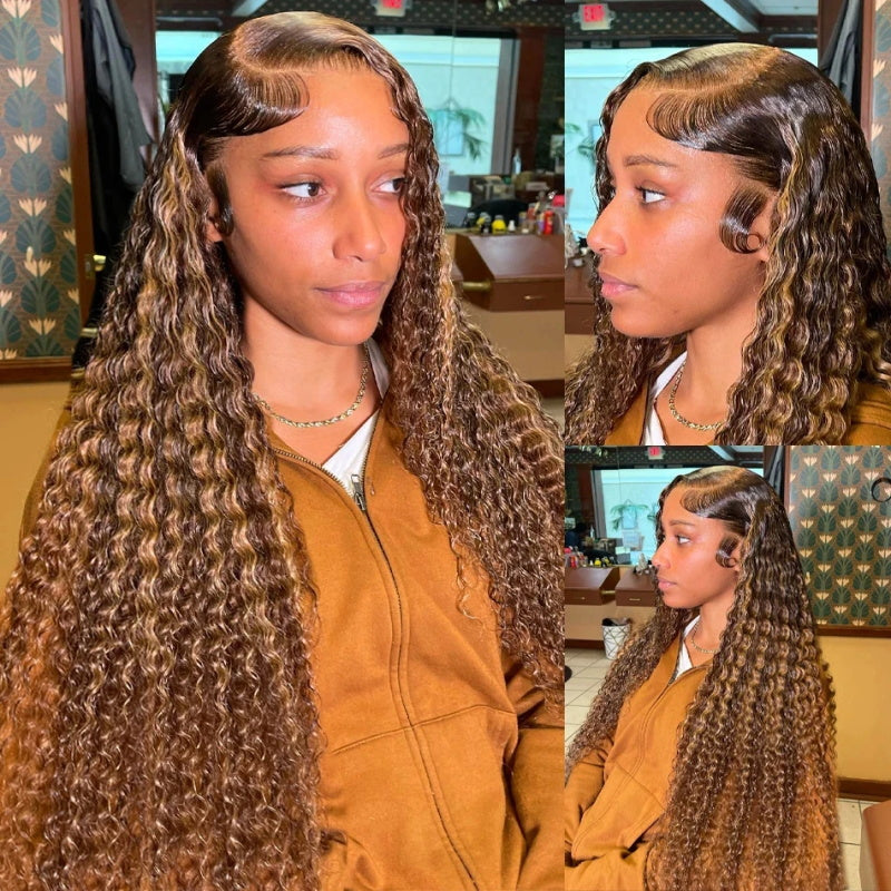 [Bogo Free] Highlight Ombre Color 30Inch 13x4 HD Lace Frontal Straight/Body Wave/Deep Wave Human Hair Glueless Wigs