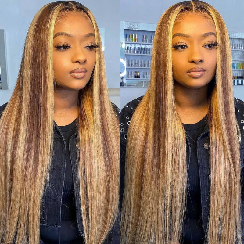 [Bogo Free] Highlight Ombre Color 30Inch 13x4 HD Lace Frontal Straight/Body Wave/Deep Wave Human Hair Glueless Wigs