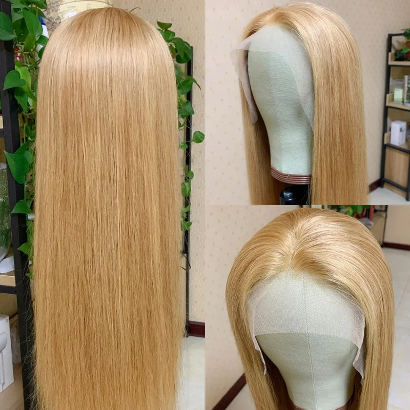 [Bogo Free Deal]  Reddish Brown #33 Color 13x4 Lace Frontal Honey Blonde #27 Color Preplucked Glueless Human Hair Wigs