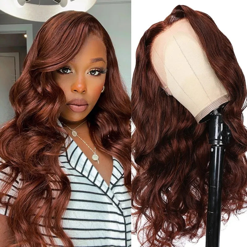 [Bogo Free Deal]  Reddish Brown #33 Color 13x4 Lace Frontal Honey Blonde #27 Color Preplucked Glueless Human Hair Wigs