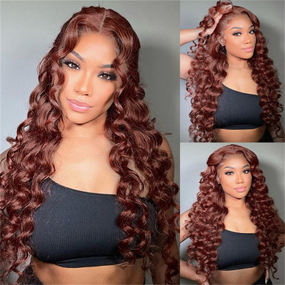 [Bogo Free Deal]  Reddish Brown #33 Color 13x4 Lace Frontal Honey Blonde #27 Color Preplucked Glueless Human Hair Wigs