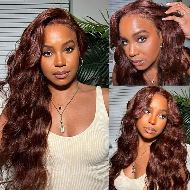 [Bogo Free Deal]  Reddish Brown #33 Color 13x4 Lace Frontal Honey Blonde #27 Color Preplucked Glueless Human Hair Wigs