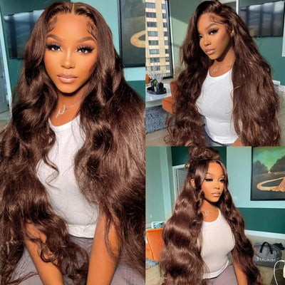  #4 Chestnut Brown Color 13x4 HD Lace Frontal Wig  Body Wave Glueless Human Hair Wigs